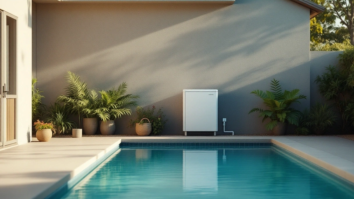 Quiet residential pool equipment and surrounding deck