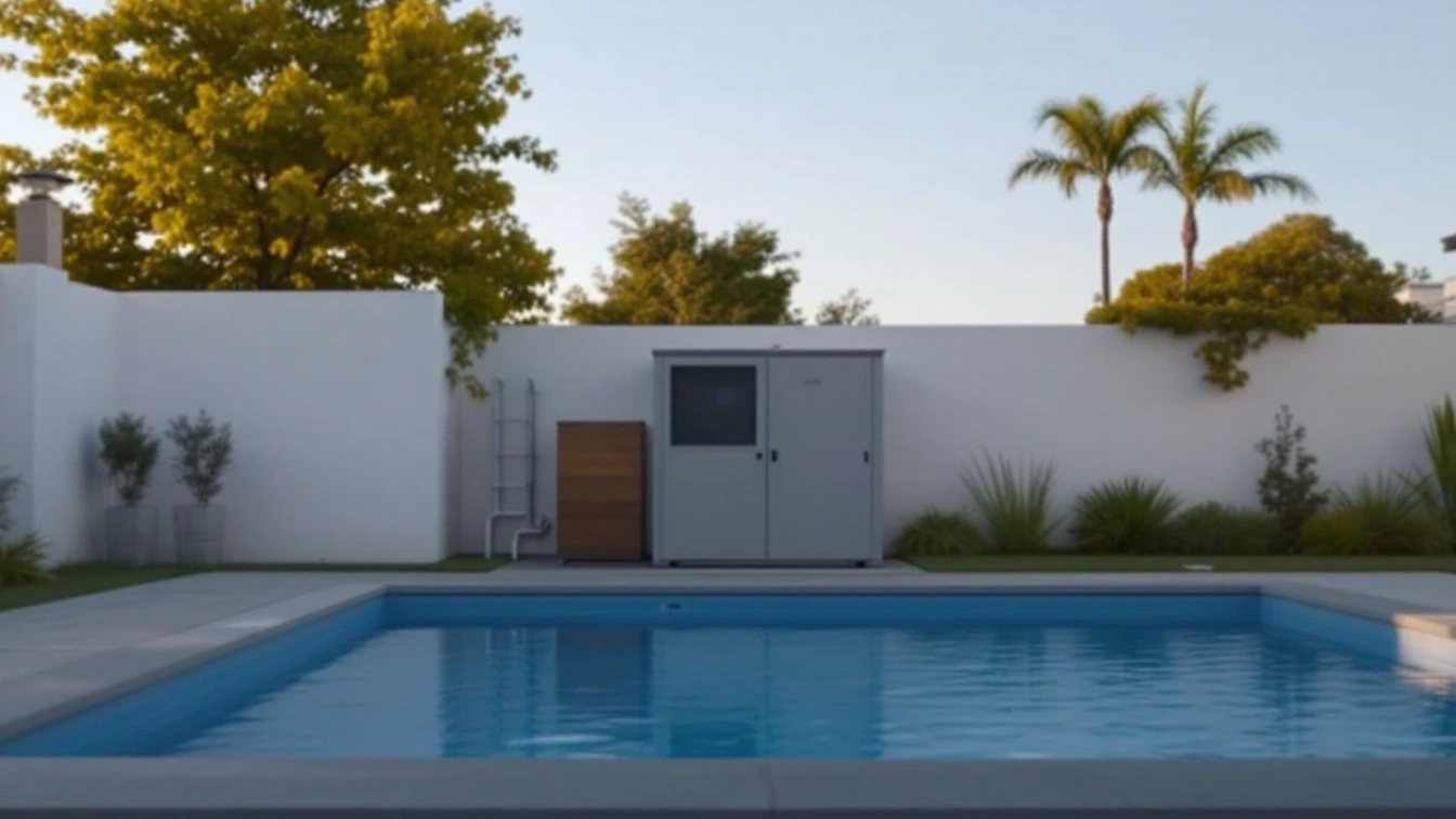 Quiet residential pool equipment and surrounding deck