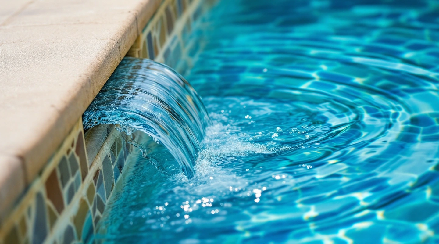 Gentle water ripples at a pool return