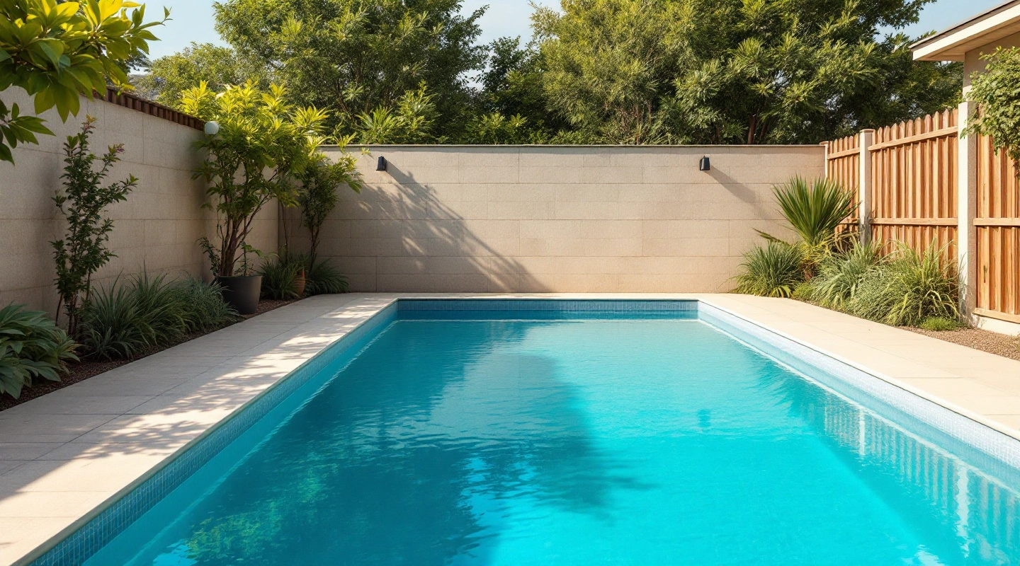 Residential swimming pool viewed from the waterline