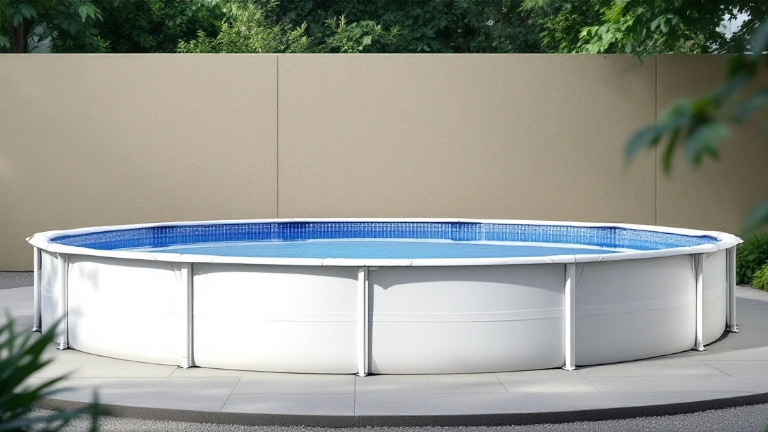 Plain round above-ground pool on a level patio